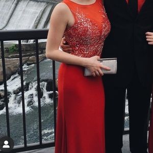 Bright red prom dress